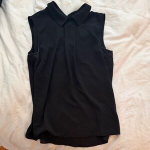 CeCe Black Sleeveless Collared Blouse